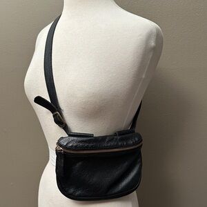 Claire V black leather crossbody